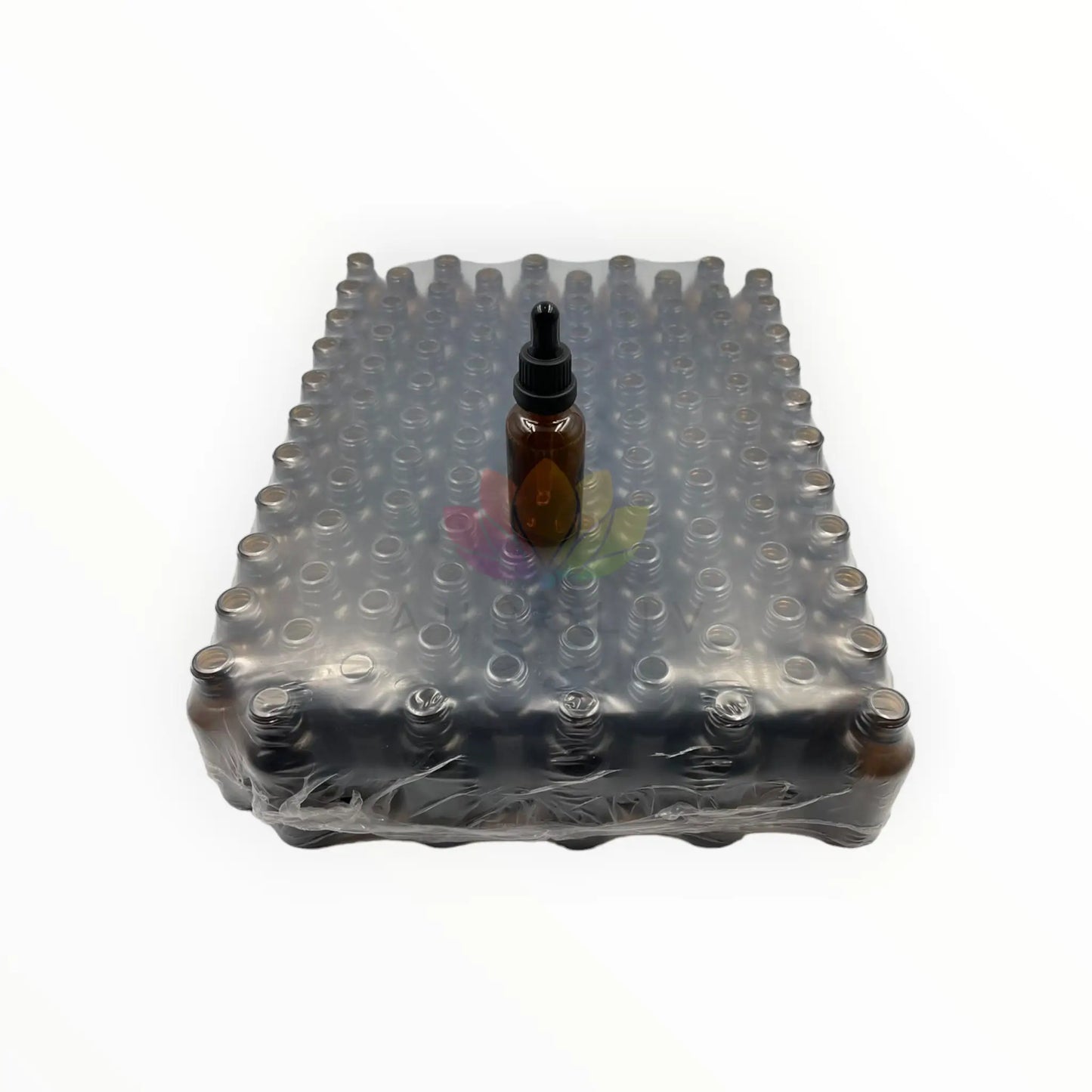 Bandeja de 110 gotarios ambar 30ml tapa negra con precinto sello de seguridad