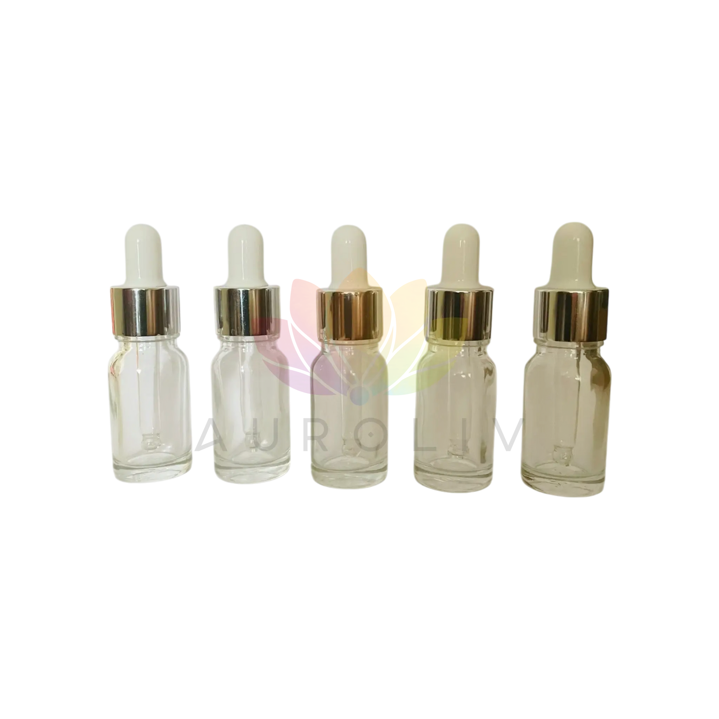 Gotero 10ml transparente tapa plateada gotero blanco