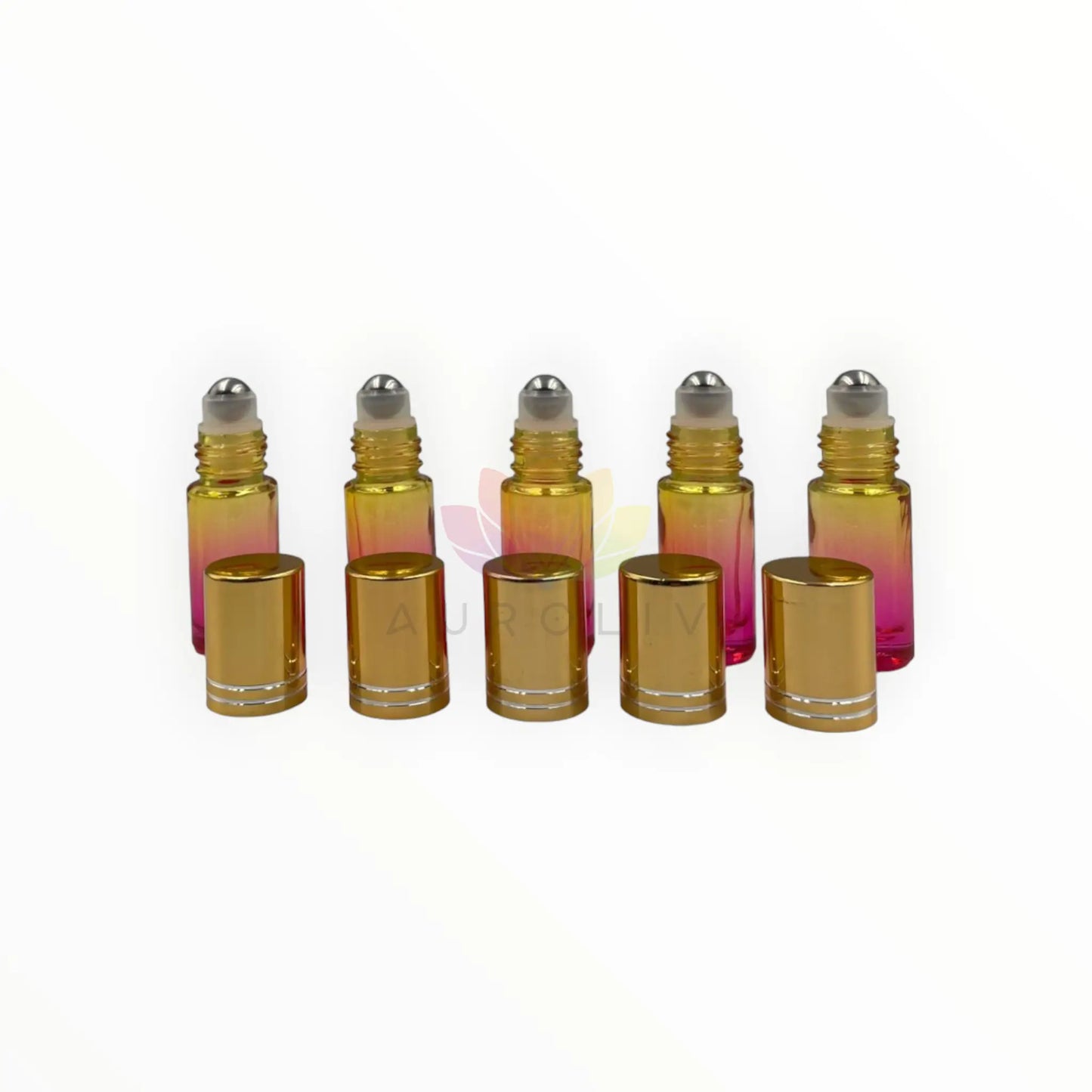 Roll on 5 ml degrade amarillo rosado vidrio grueso