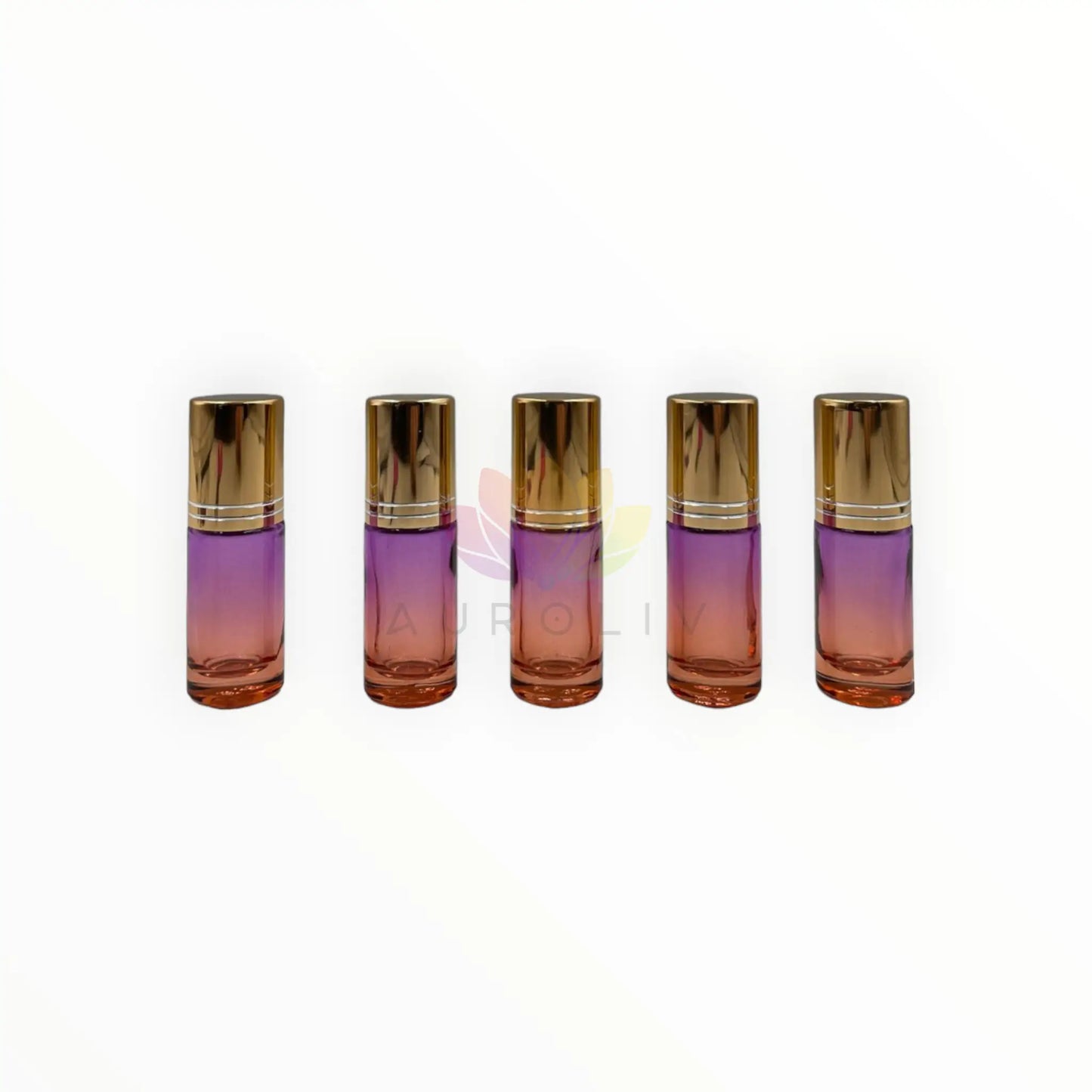 Roll on 5 ml degrade morado naranjo vidrio grueso