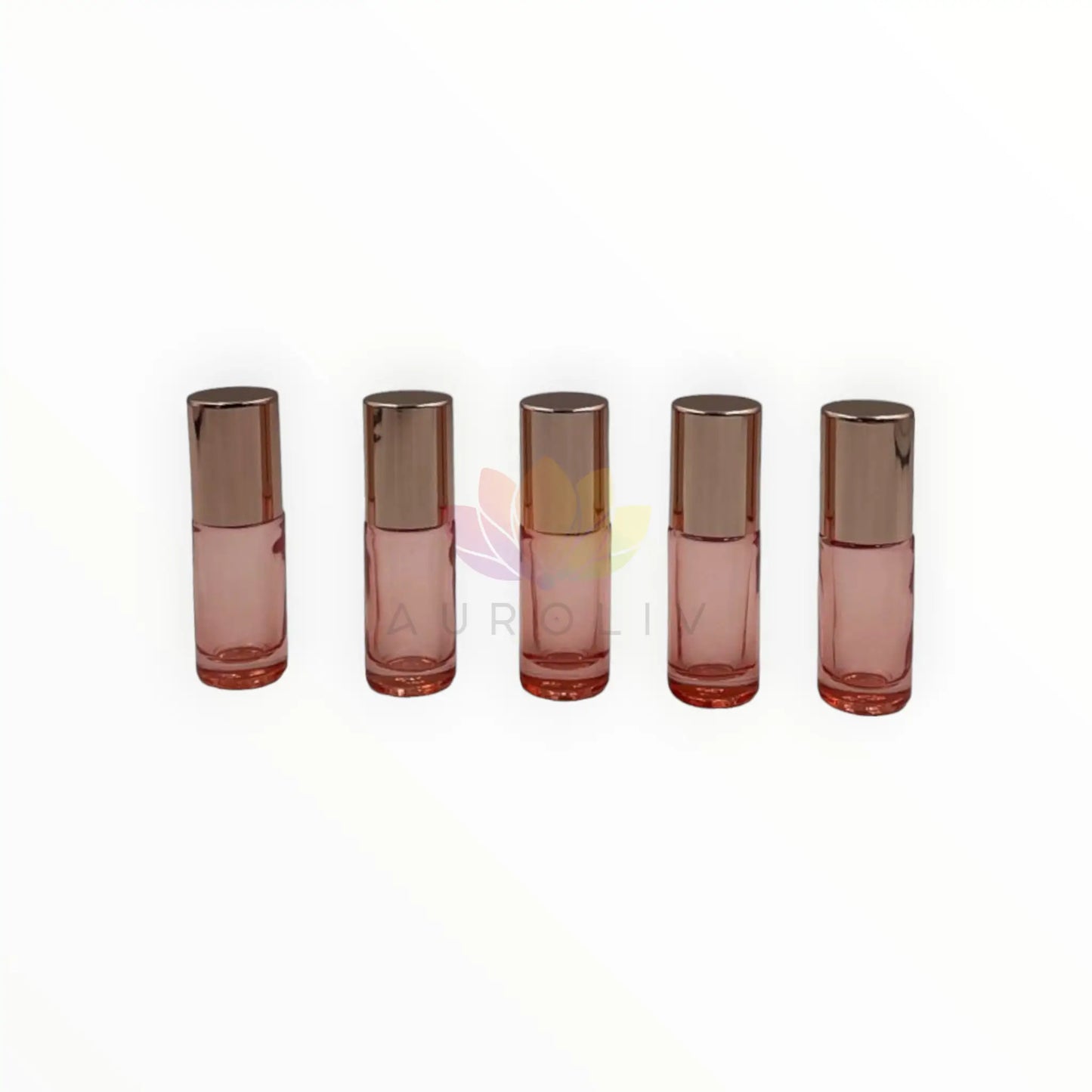 Roll on 5 ml rosado vidrio grueso tapa rosada
