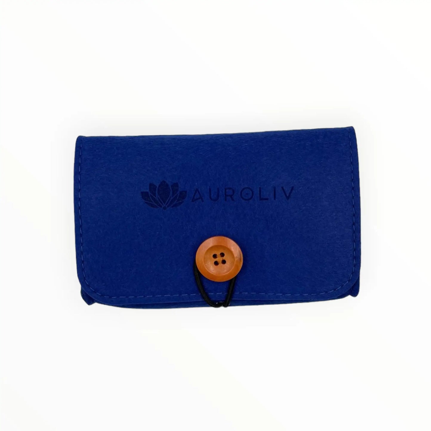 Sobre de fieltro rectangular azul porta roll on aceites esenciales