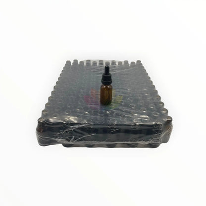 Bandeja gotero 15ml ambar tapa negra con sello