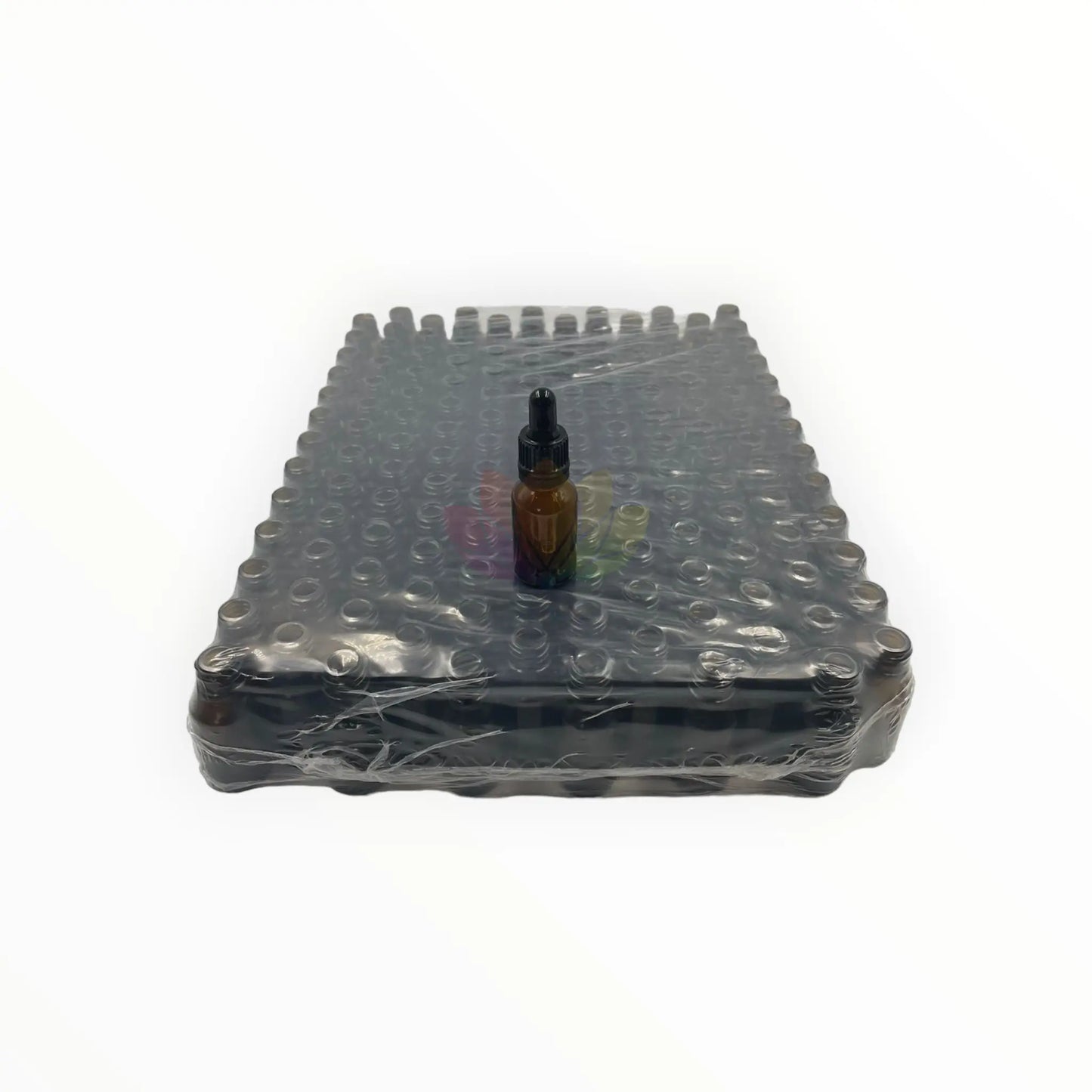  Bandeja goteros 15ml ambar tapa negra con sello