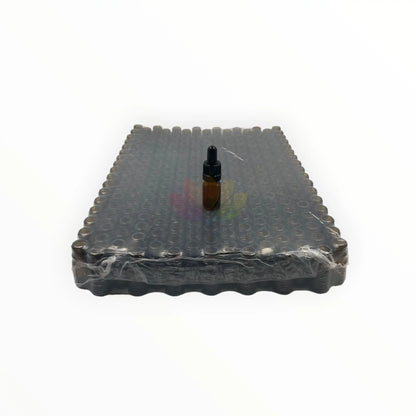 Bandeja goteros 5ml ambar tapa negra con sello