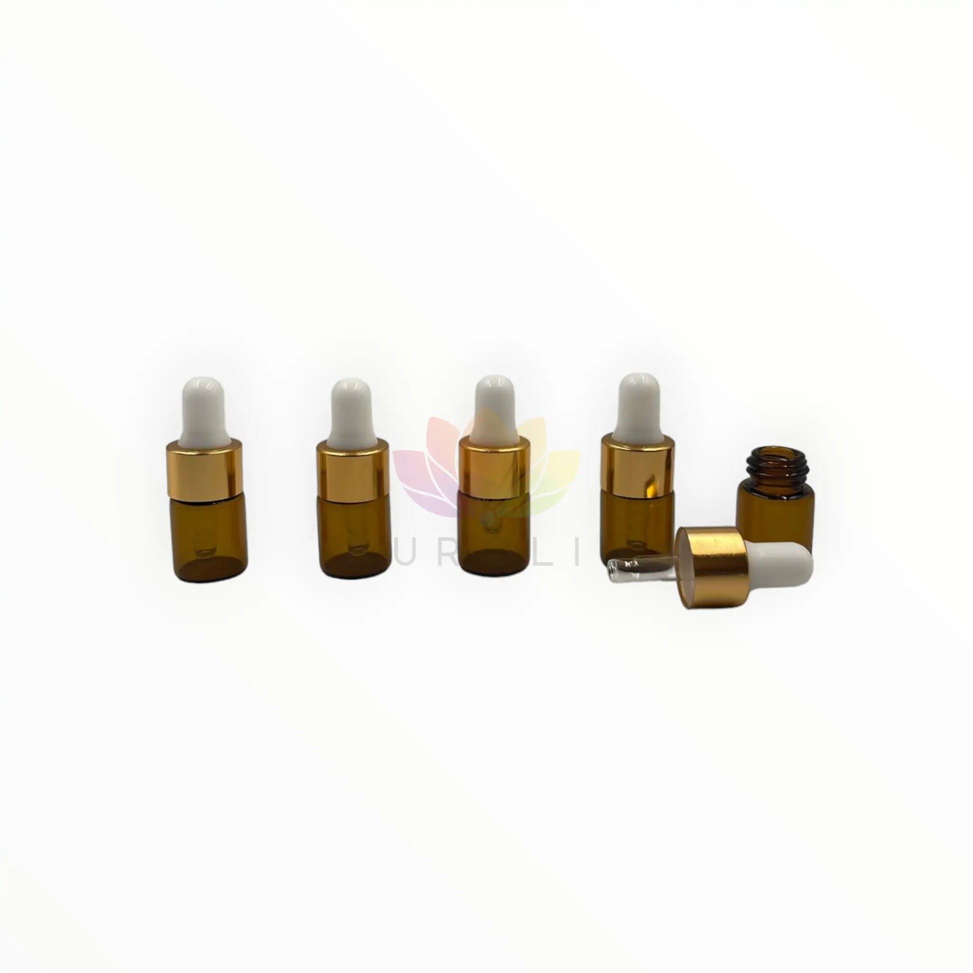 Gotarios 2 ml ambar vidrio gotero blanco tapa dorada