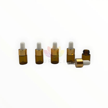 Gotarios 2 ml ambar vidrio gotero blanco tapa dorada
