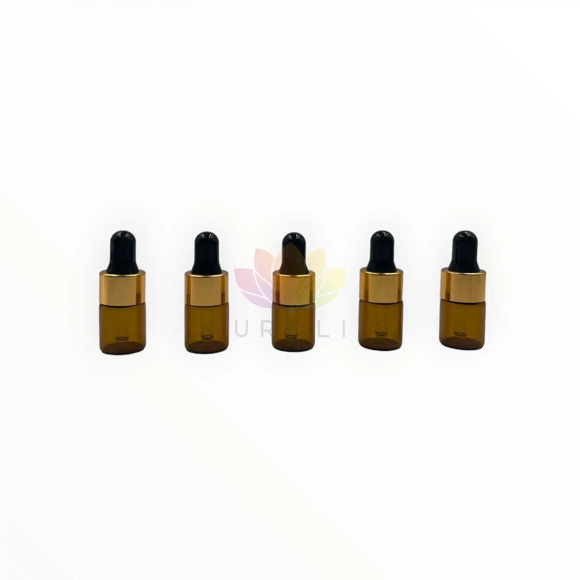 Gotarios 2ml ambar vidrio gotero negro tapa dorada