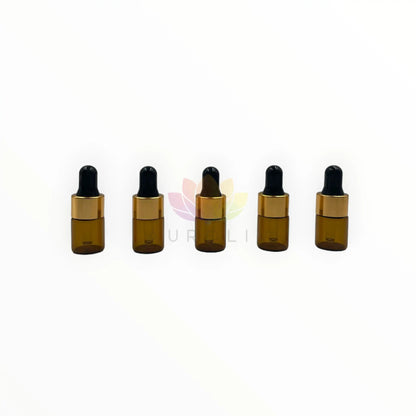 Gotarios 2ml ambar vidrio gotero negro tapa dorada