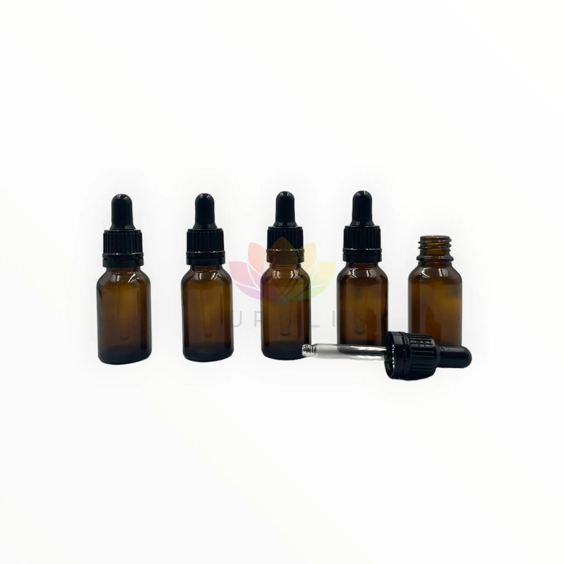 Gotarios 30ml ambar vidrio grueso tapa negra con sello de seguridad