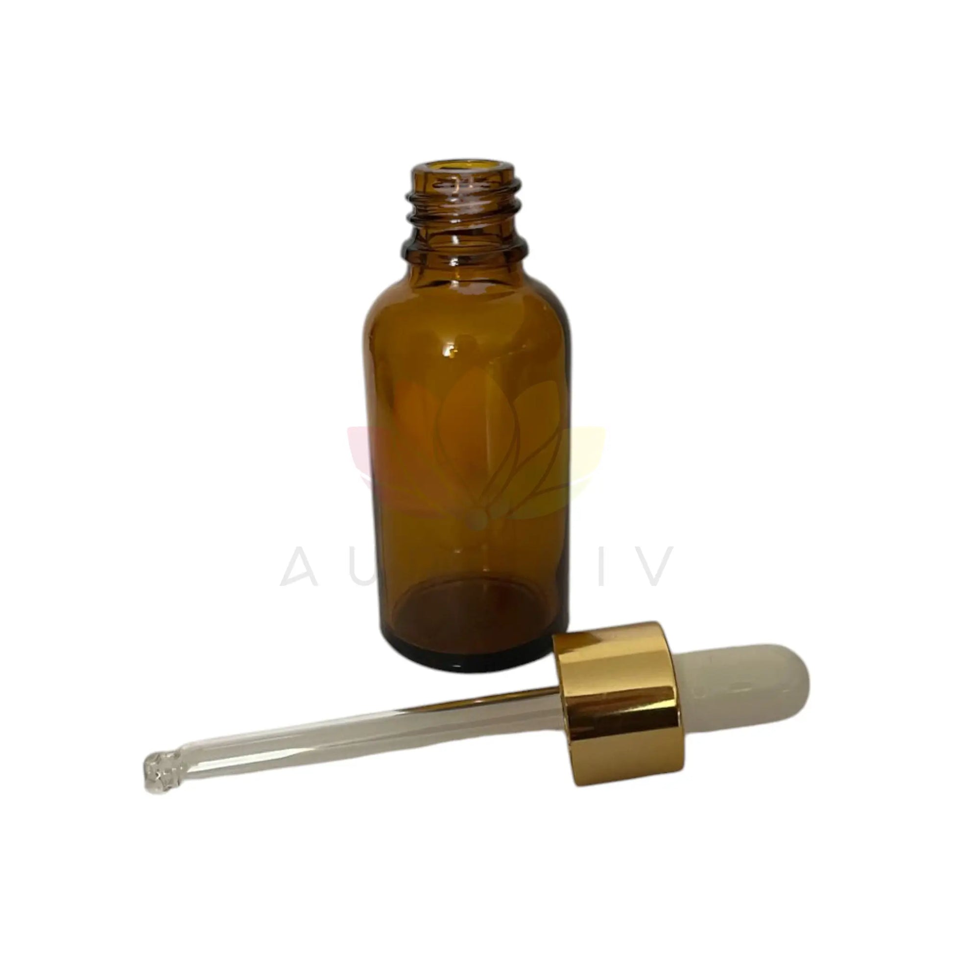 Gotero 30ml ambar tapa dorada gotero blanco