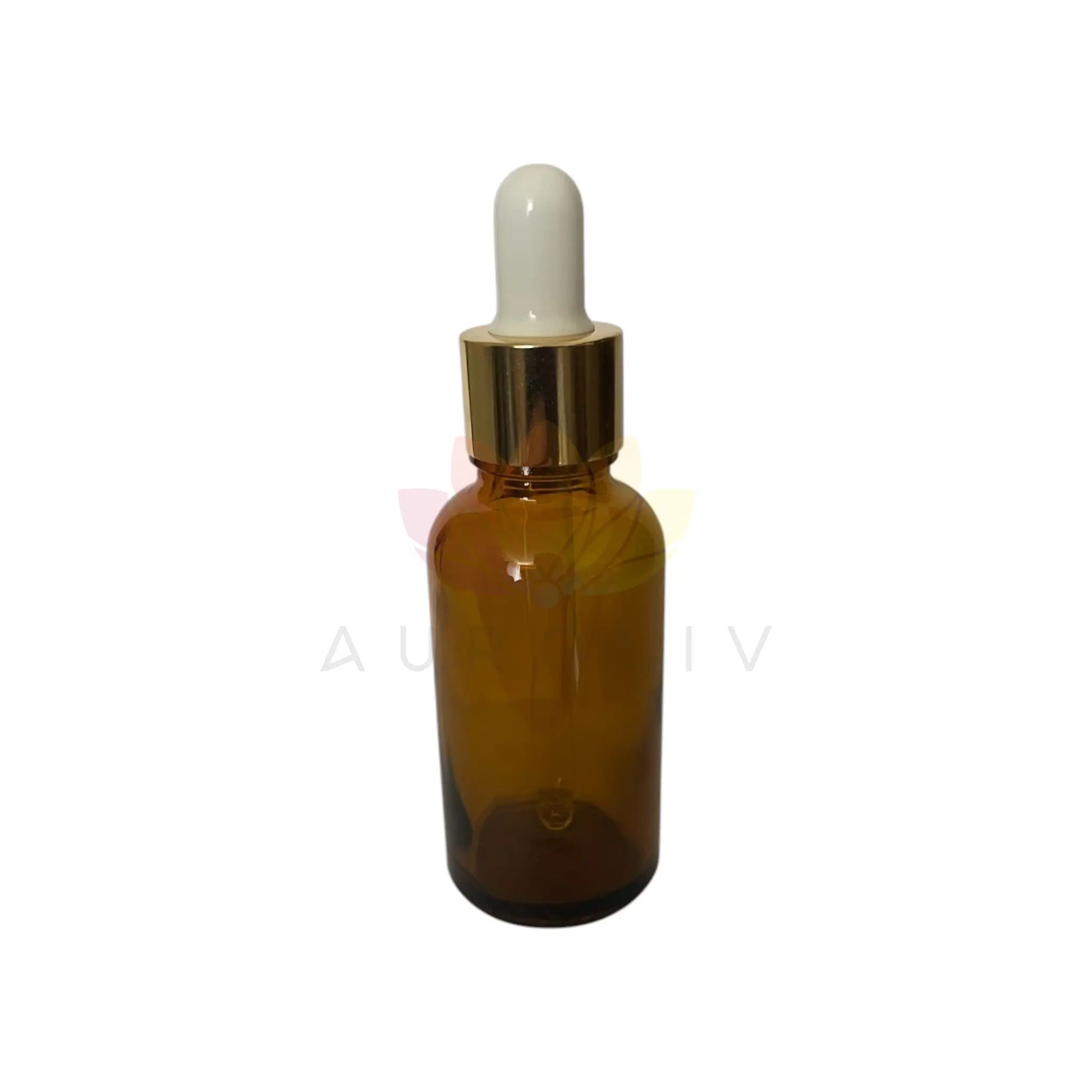 Gotero 30ml ambar tapa dorada vidrio grueso