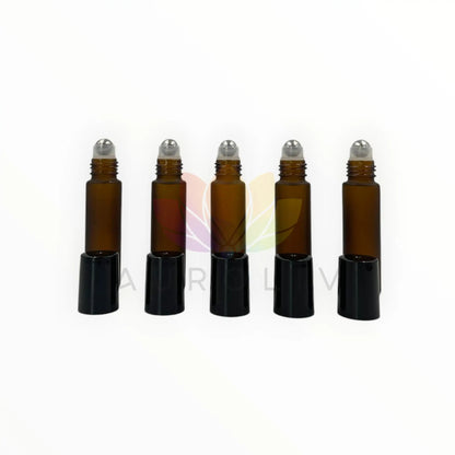 Roll on 10 ml ambar empavonado vidrio grueso tapa negra