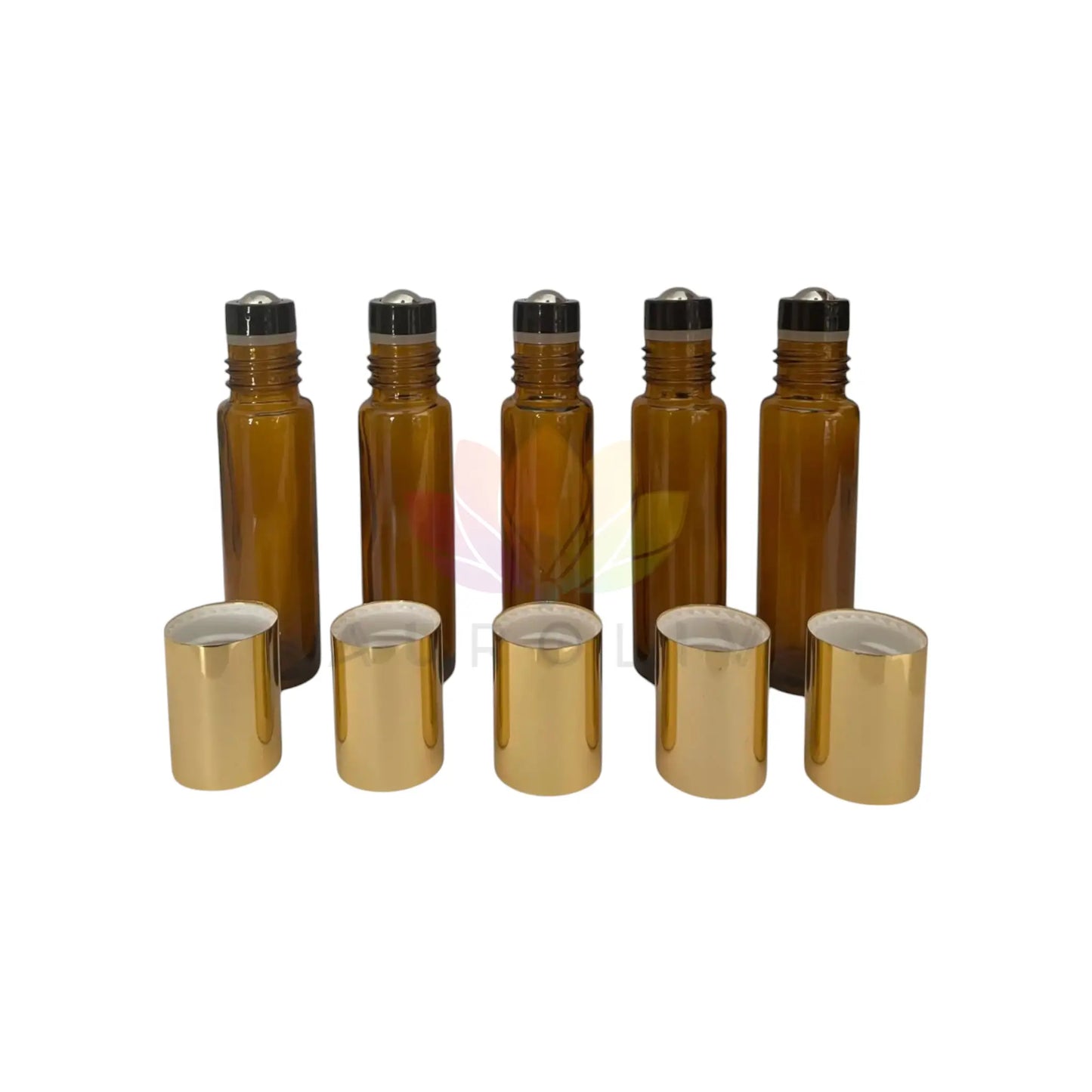 Roll on 10 ml ambar vidrio grueso tapa dorada