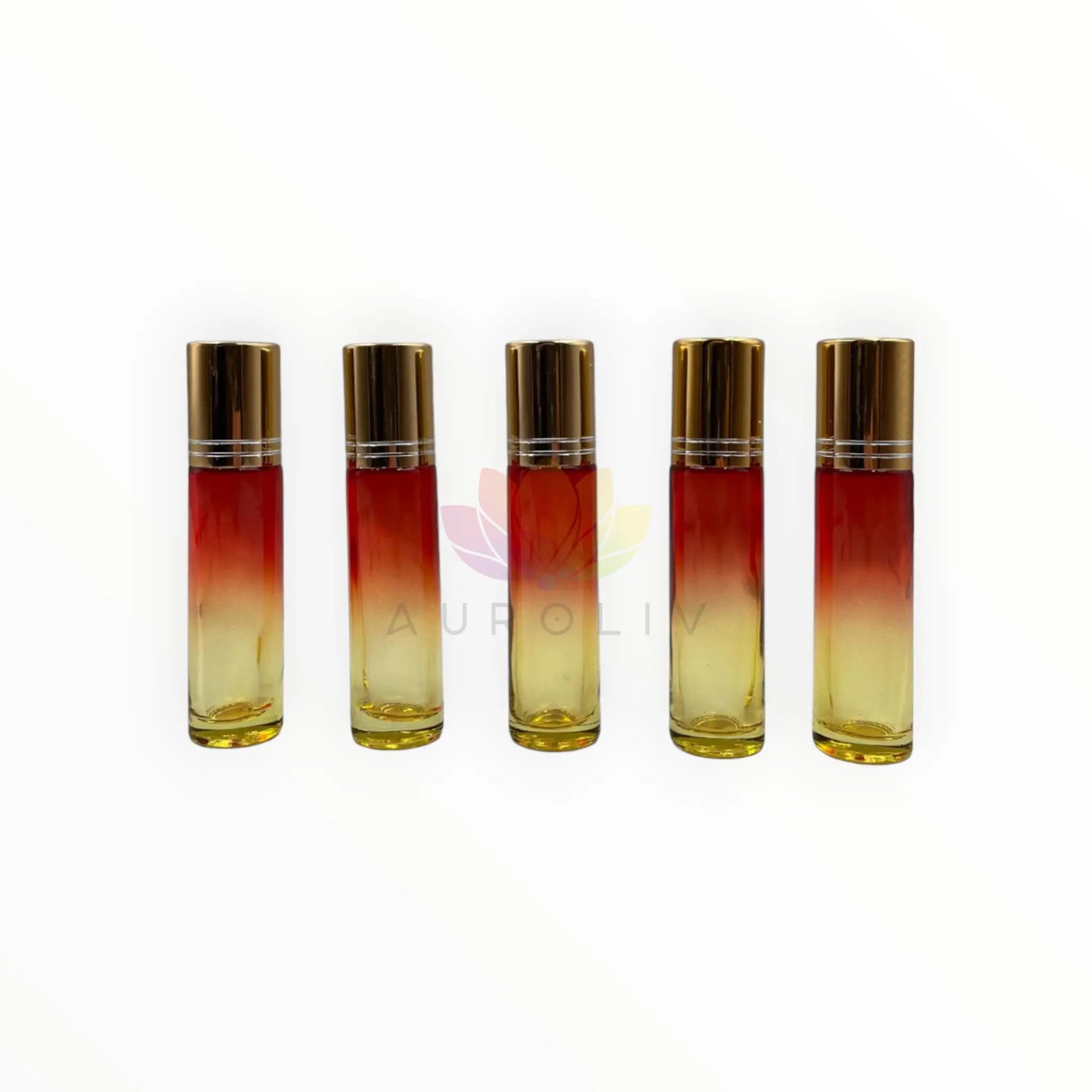 Roll on 10 ml degrade rojo amarillo vidrio grueso