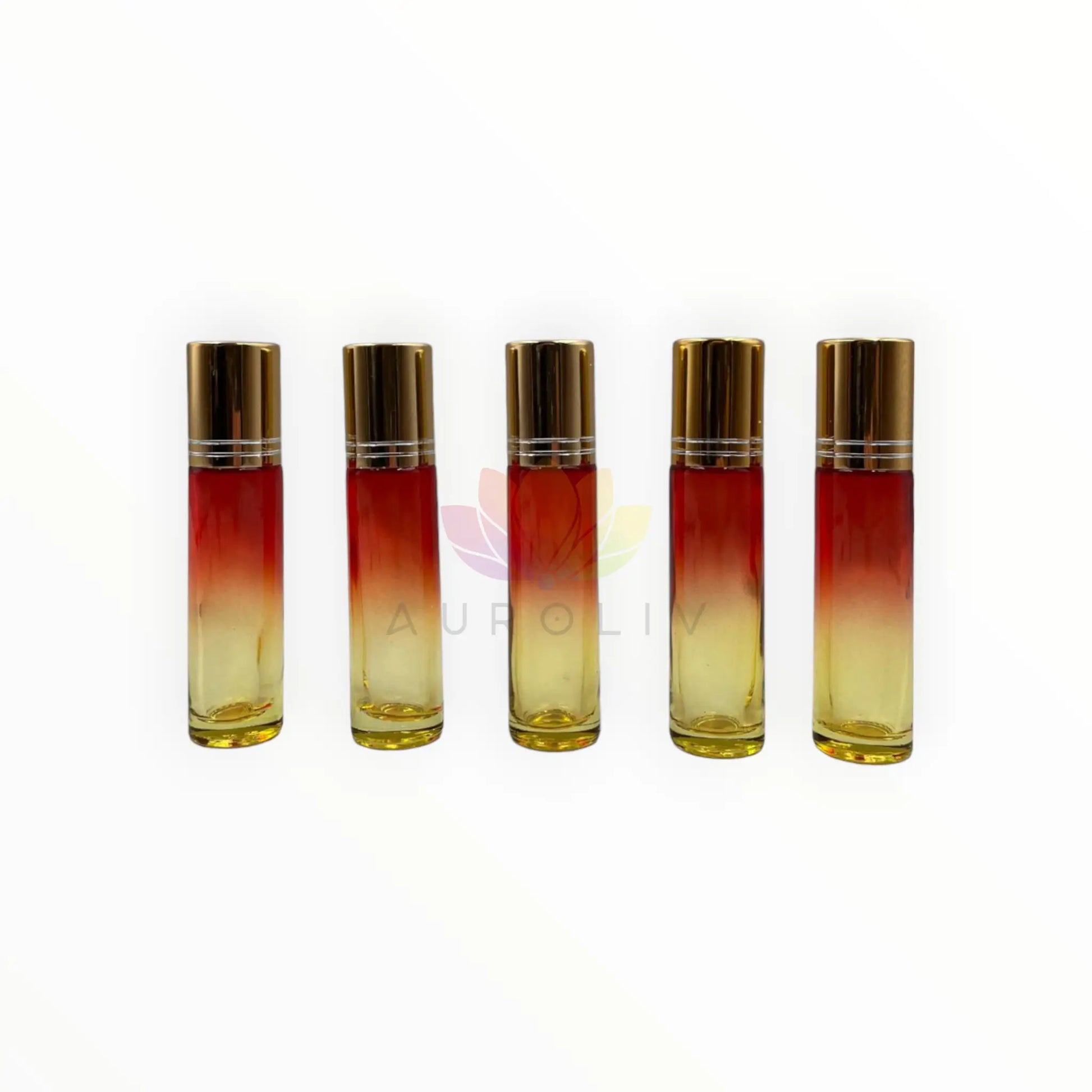 Roll on 10 ml degrade rojo amarillo vidrio grueso