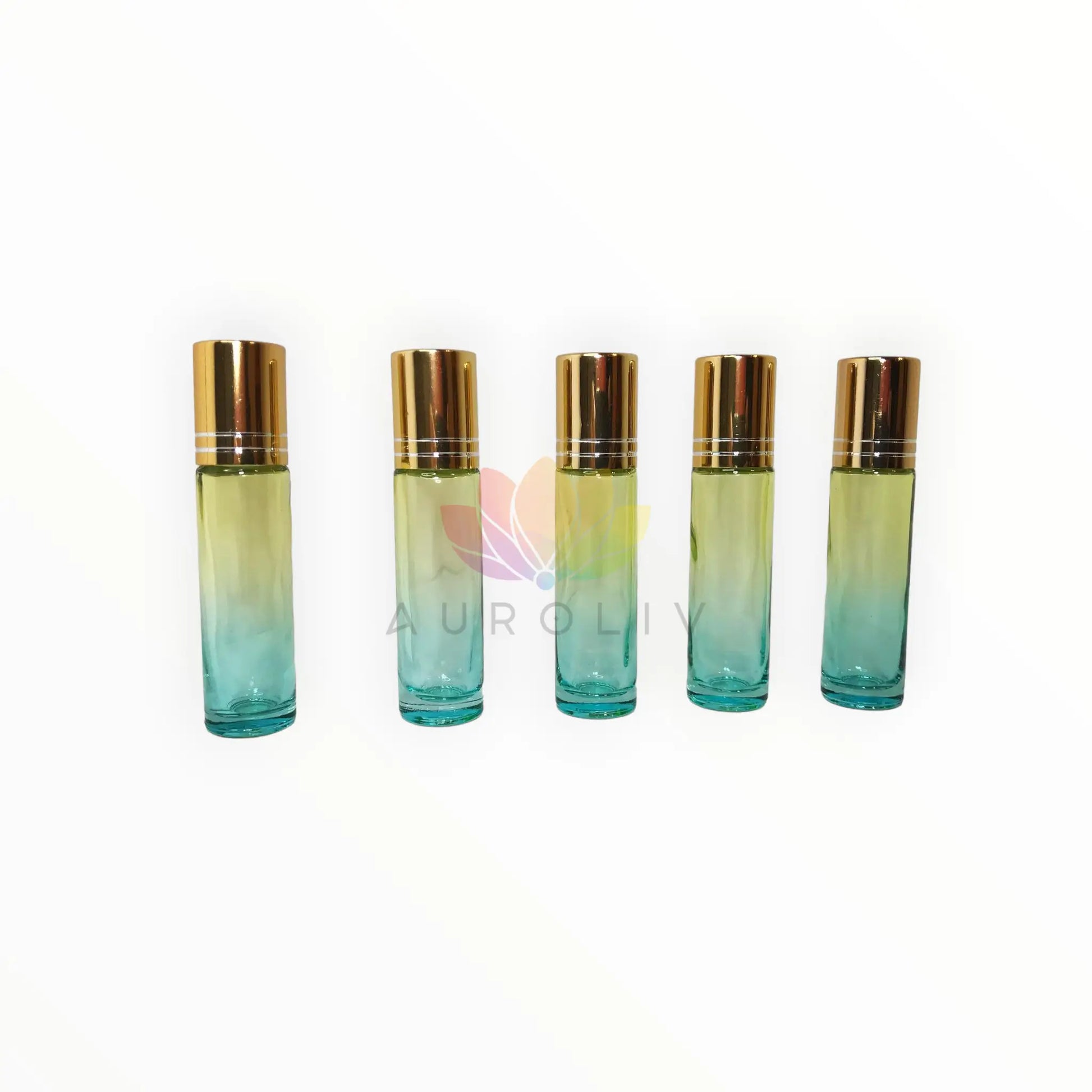 Roll on 10 ml degrade verde celeste vidrio grueso