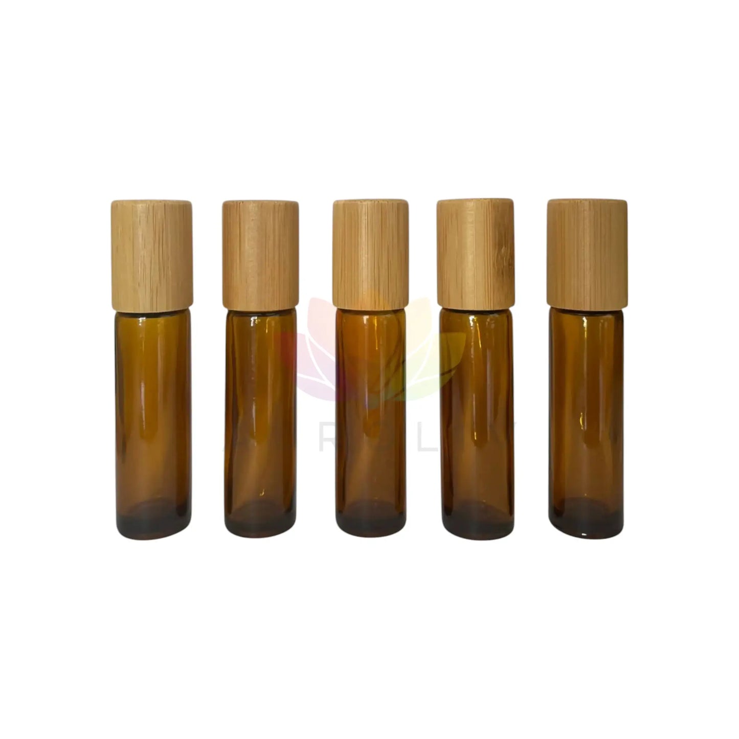 Roll on 10ml ambar de vidrio grueso con tapa bambu