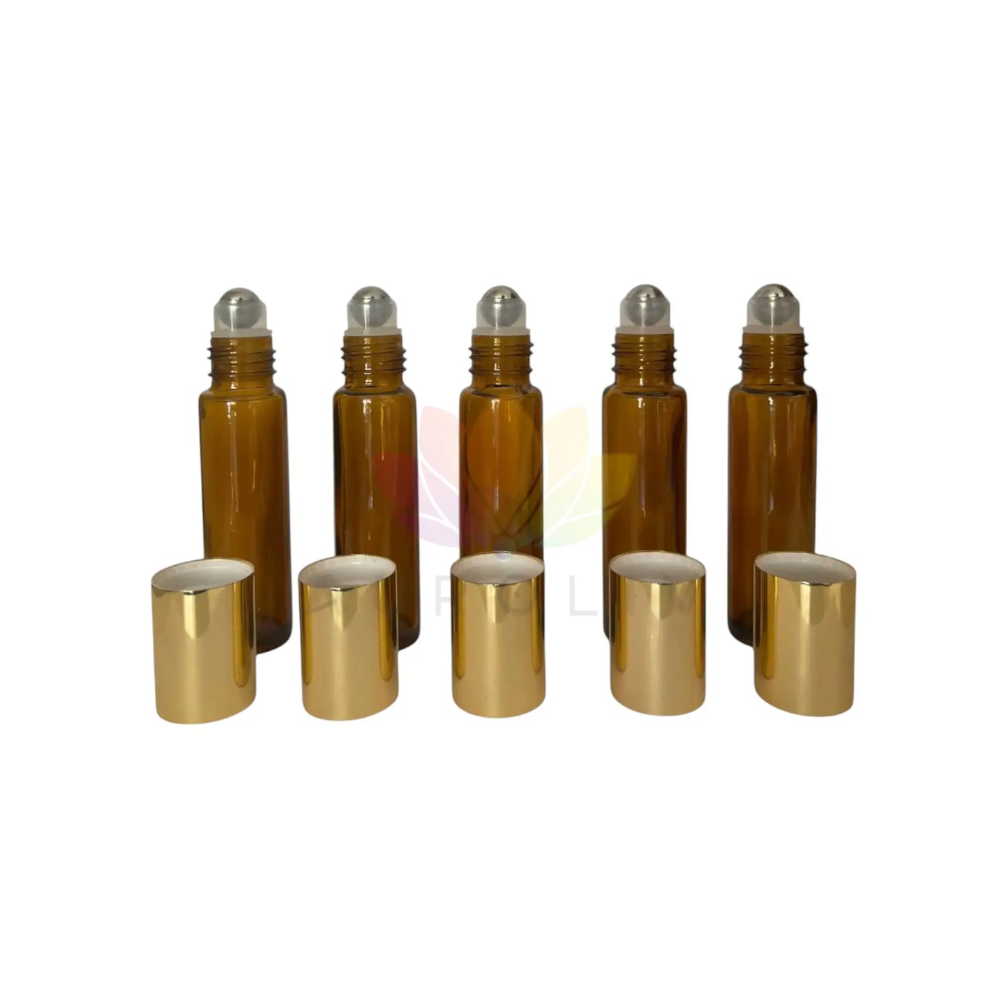 Roll on 10ml ambar de vidrio grueso con tapa dorada