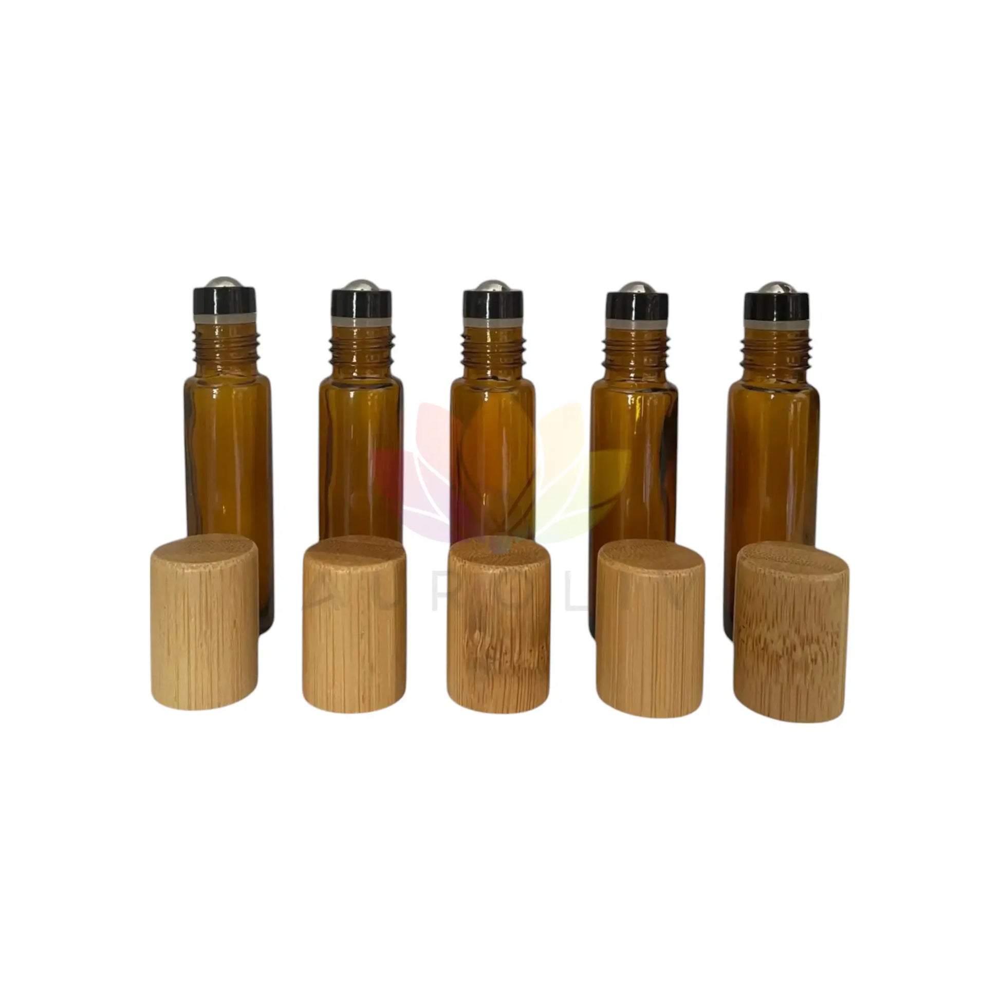 Roll on 10ml ambar vidrio grueso tapa bambu