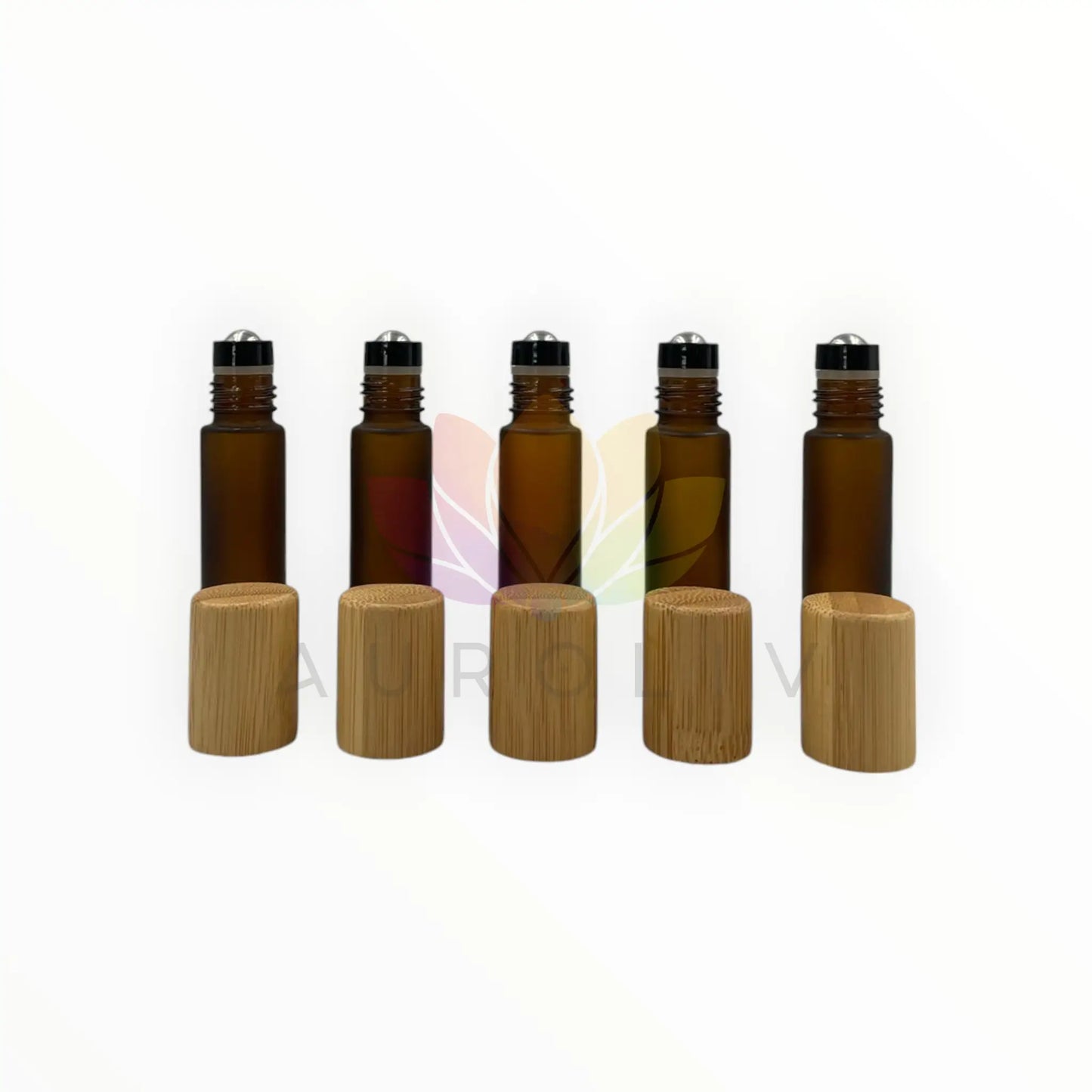 Roll on 10ml ámbar empavonado vidrio grueso bambu premium