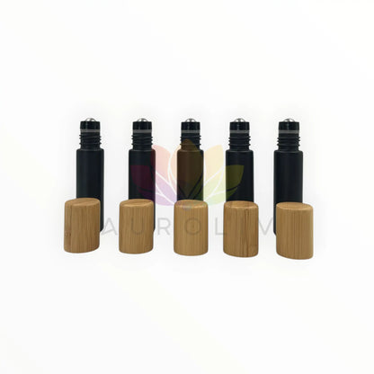 Roll on 10ml negro mate tapa bambu premium