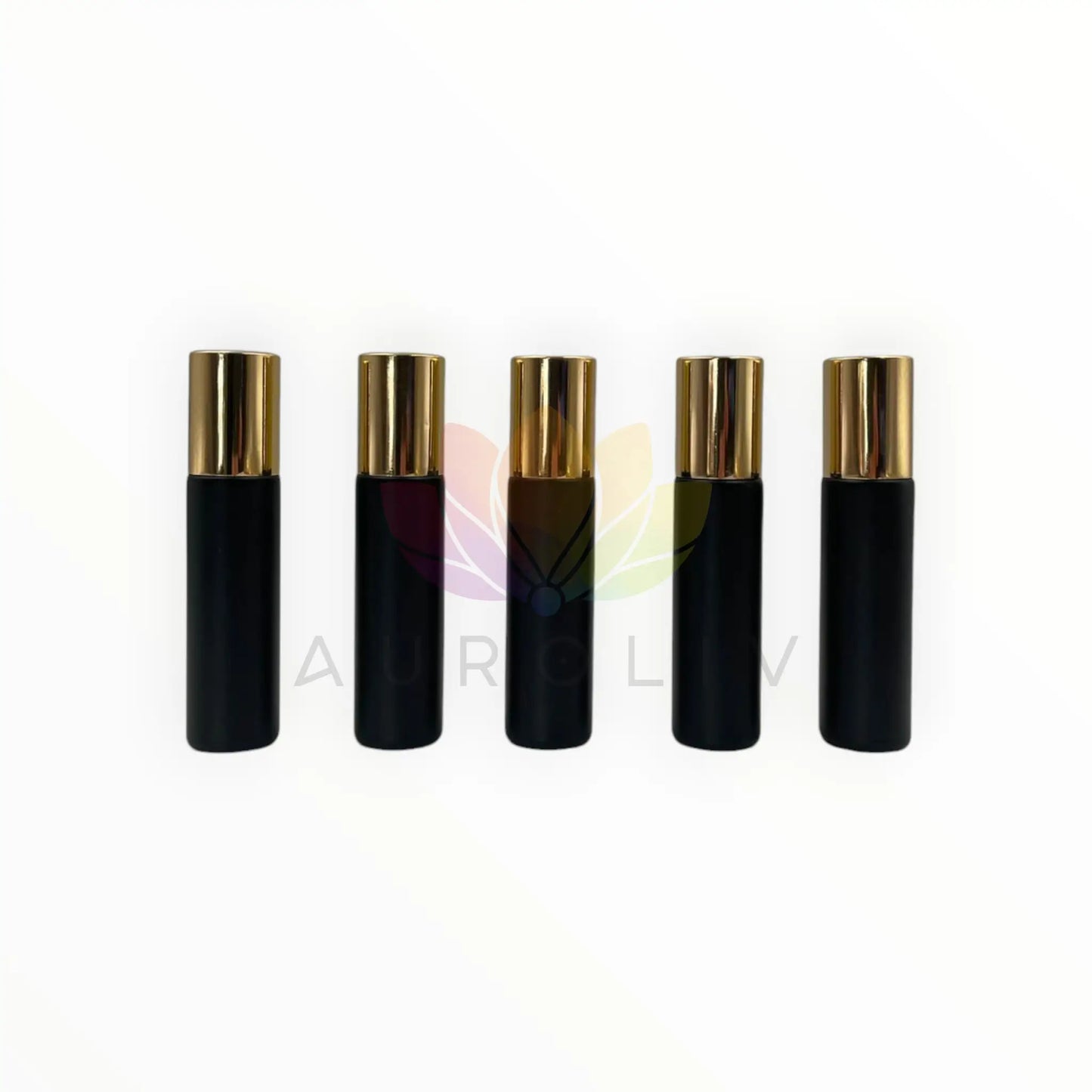 Roll on 10ml negro mate tapa dorada