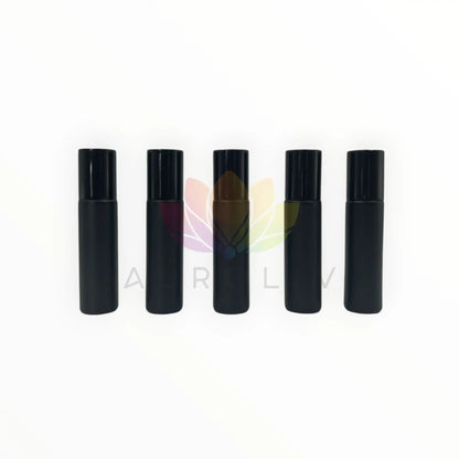 Roll on 10ml negro vidrio grueso tapa negra