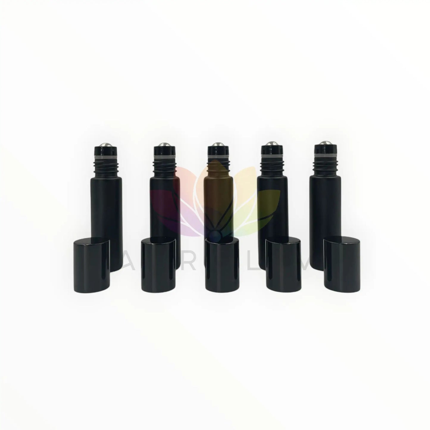 Roll on 10ml negro vidrio grueso tapa negra premium