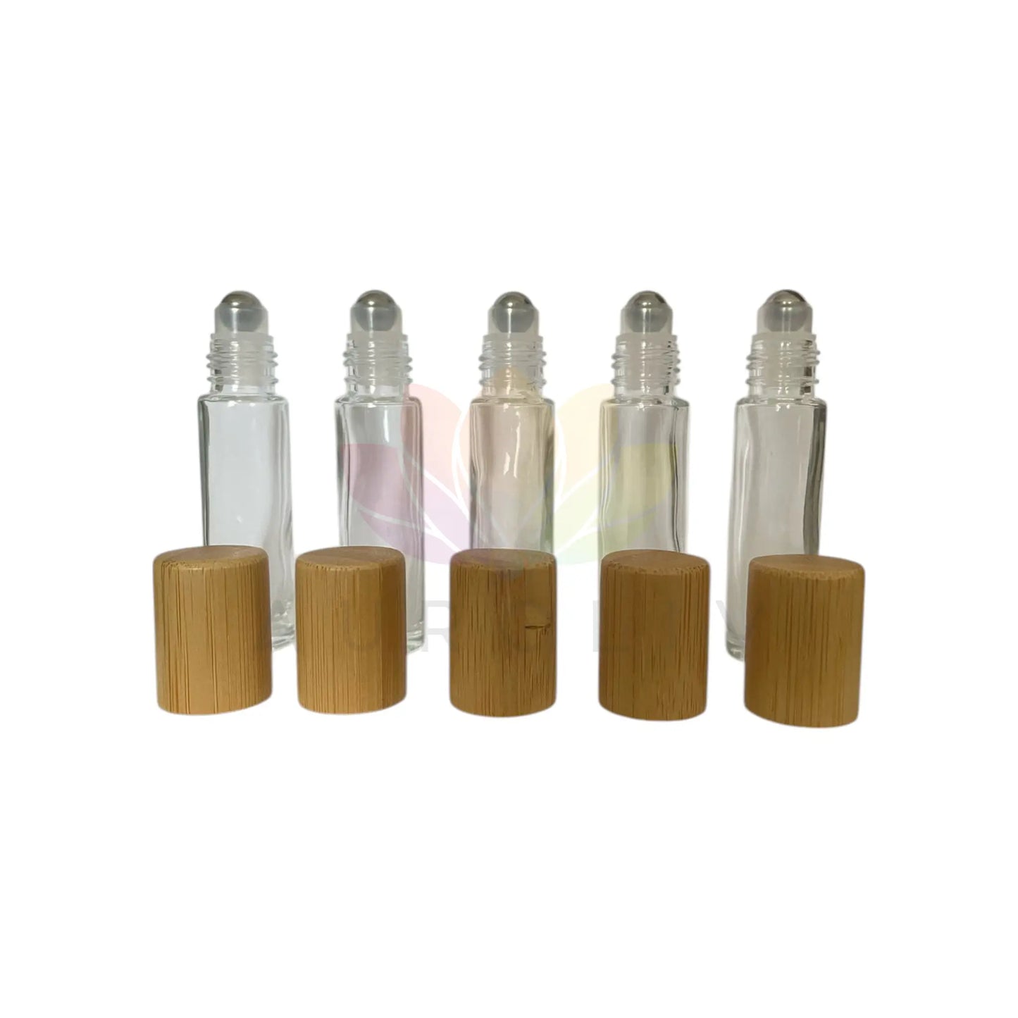 Roll on 10ml transparente vidrio grueso tapa bambu