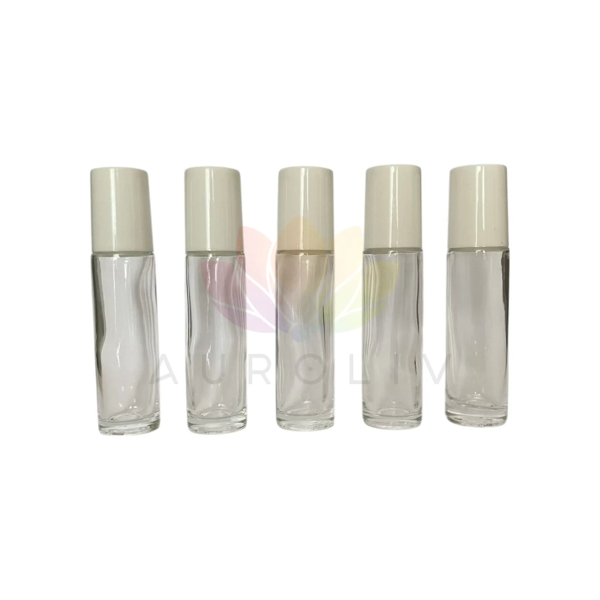 Roll on 10ml transparente vidrio grueso tapa blanca