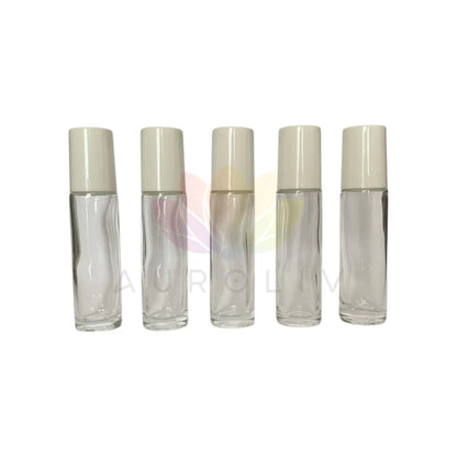 Roll on 10ml transparente vidrio grueso tapa blanca