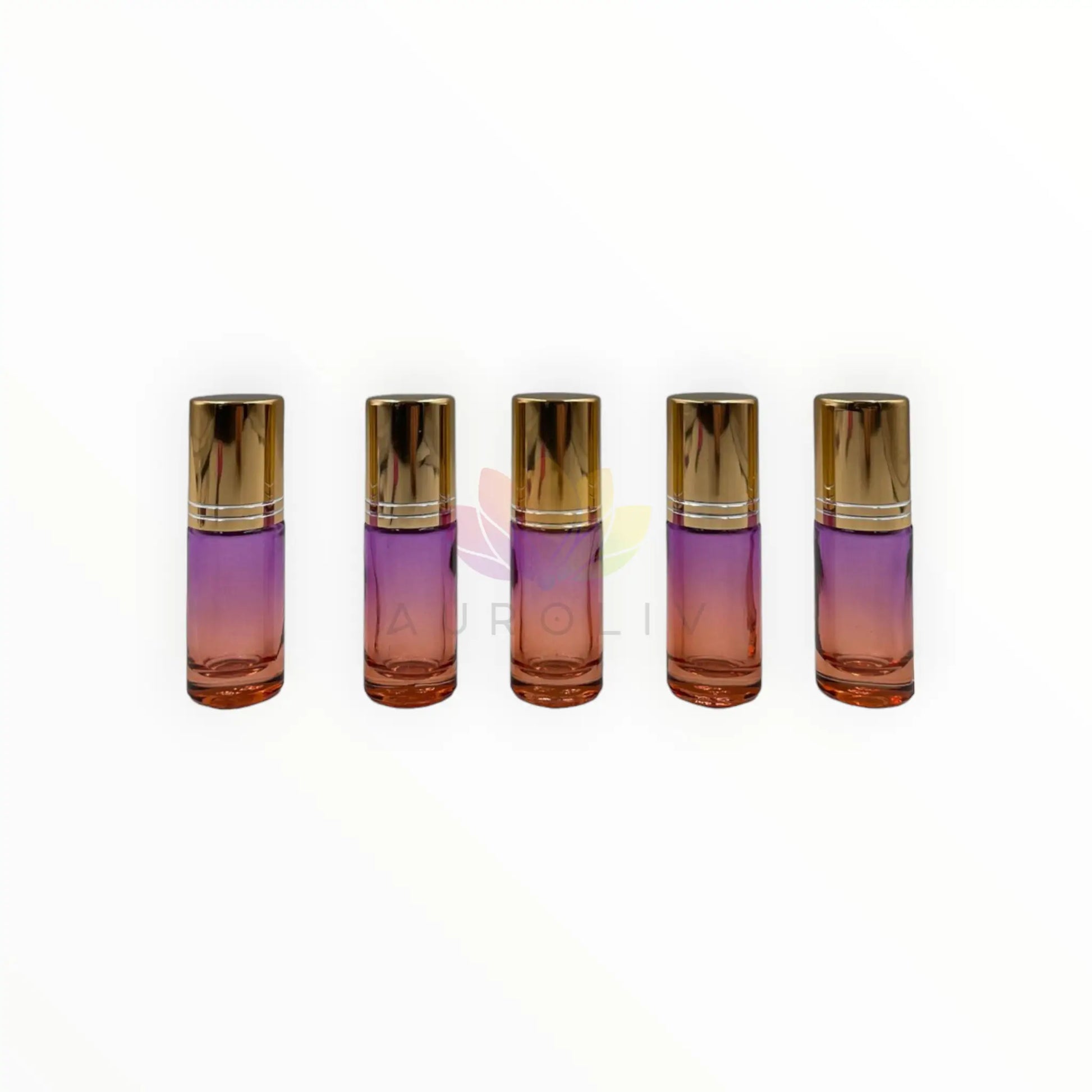 Roll on 5 ml degrade morado naranjo vidrio grueso