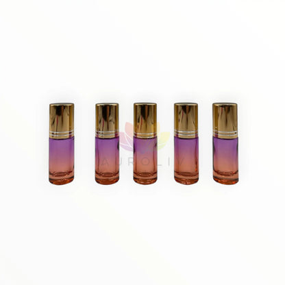 Roll on 5 ml degrade morado naranjo vidrio grueso