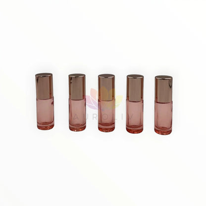 Roll on 5 ml rosado vidrio grueso tapa rosada