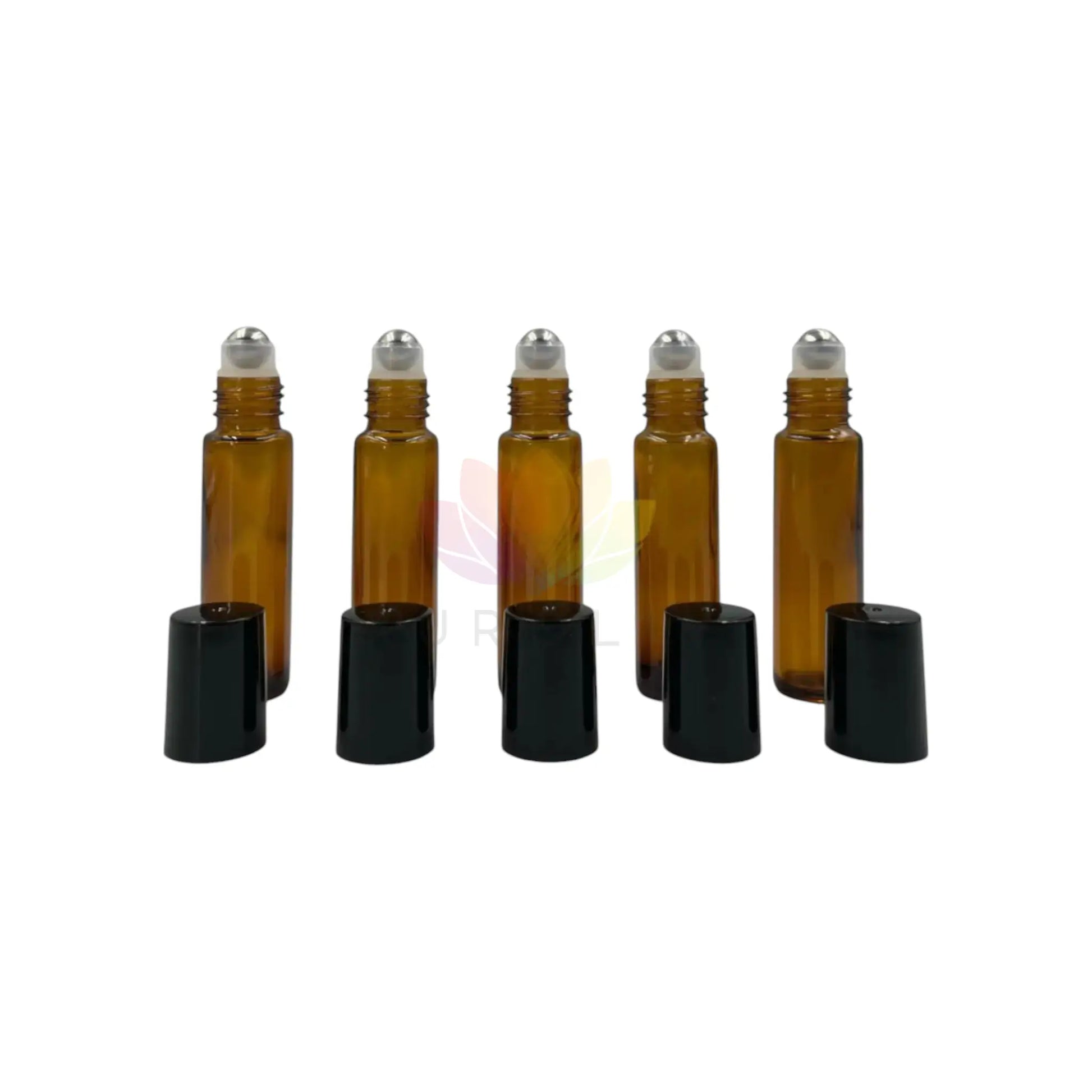 Rollon 10ml ambar de vidrio grueso con tapa negra