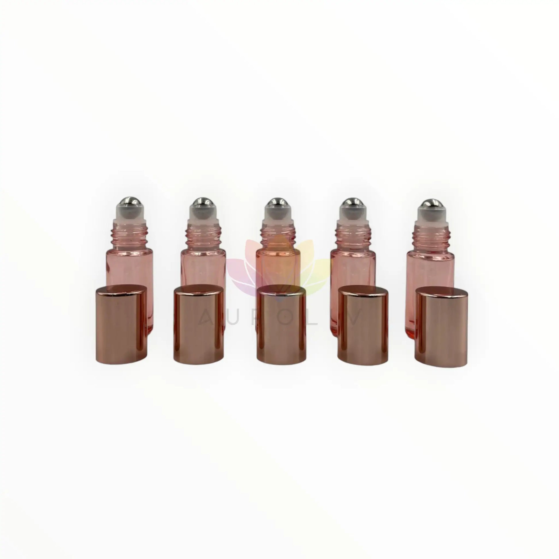 Rollon 5 ml rosado vidrio grueso tapa rosada