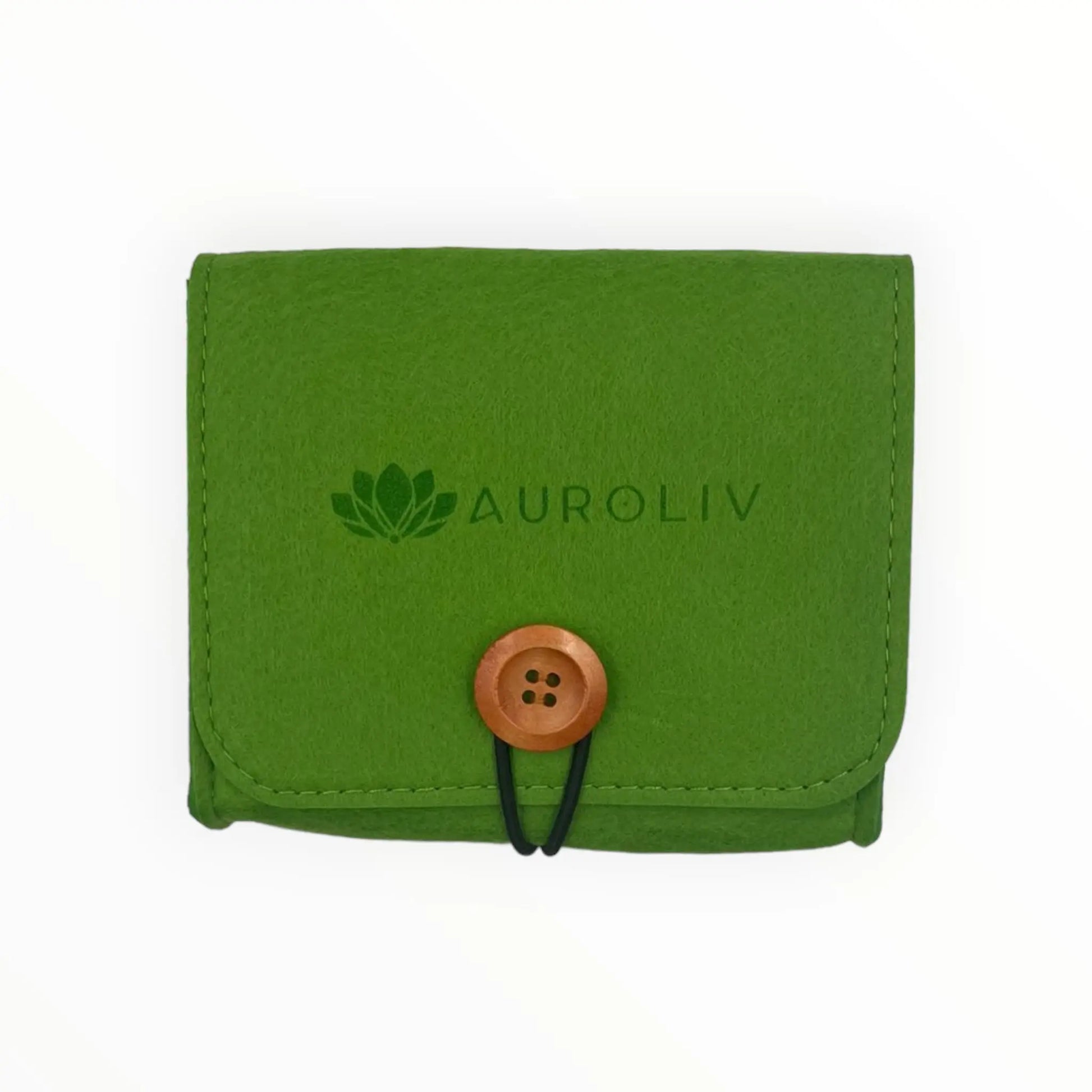 Sobre de fieltro cuadrado verde porta roll on aceites esenciales