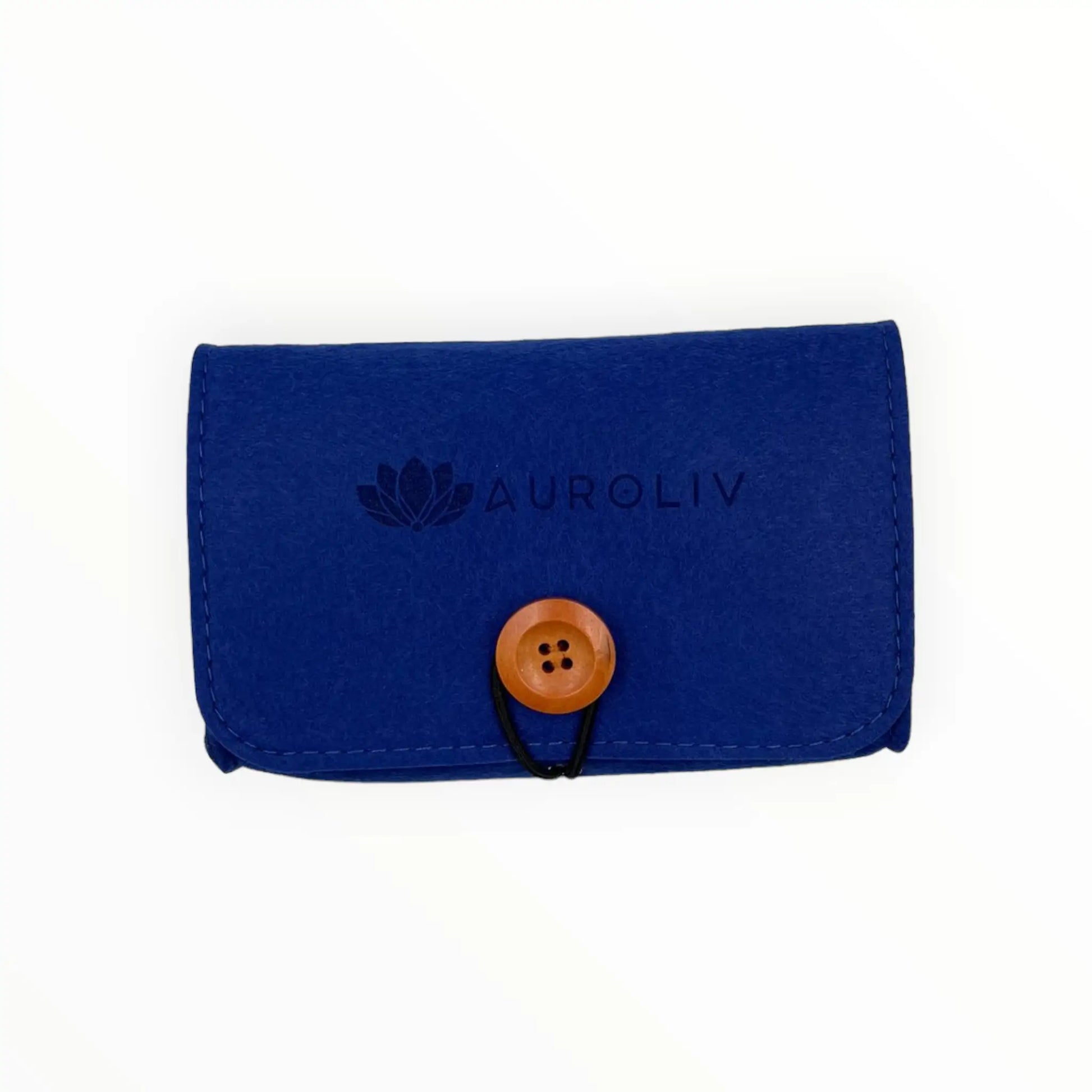 Sobre de fieltro rectangular azul porta roll on aceites esenciales