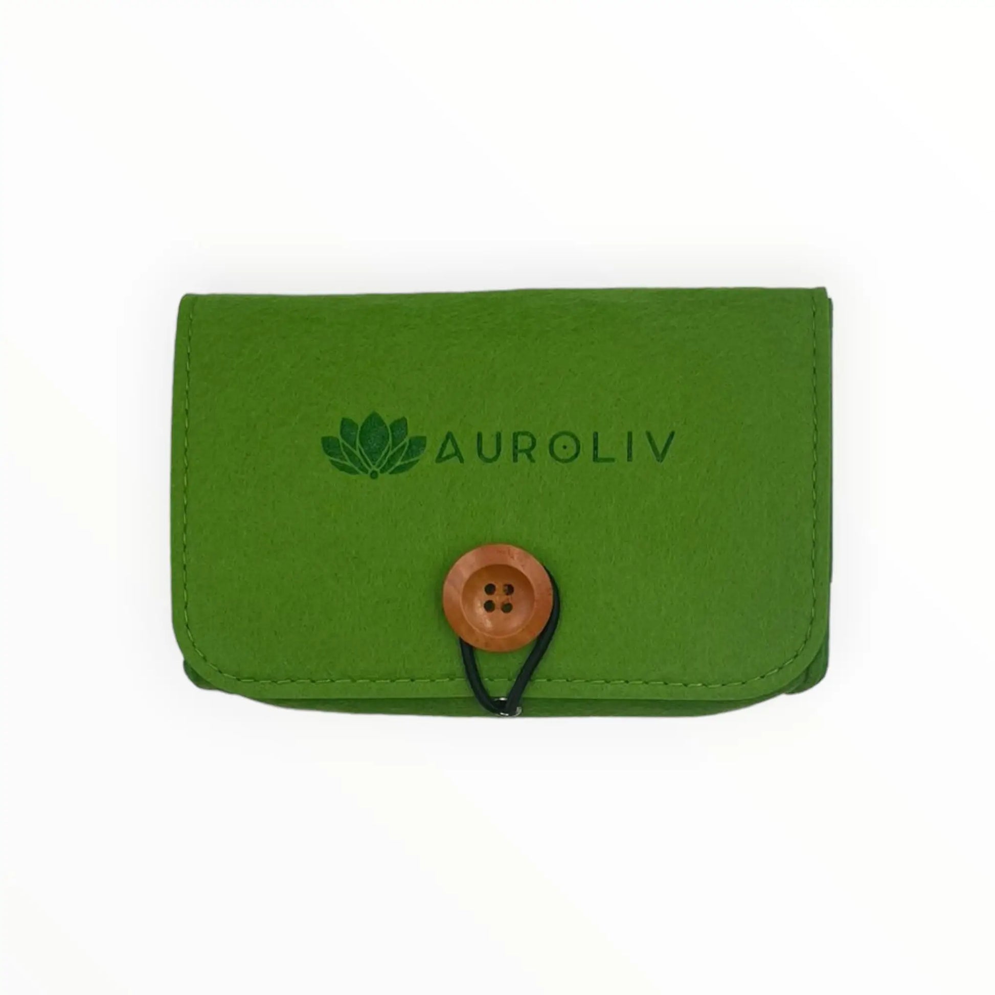 Sobre de fieltro rectangular verde porta roll on aceites esenciales